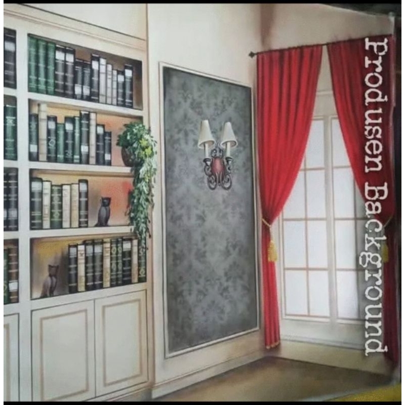 Background Foto Wisuda / Rak Buku WS-030 Studio Photo