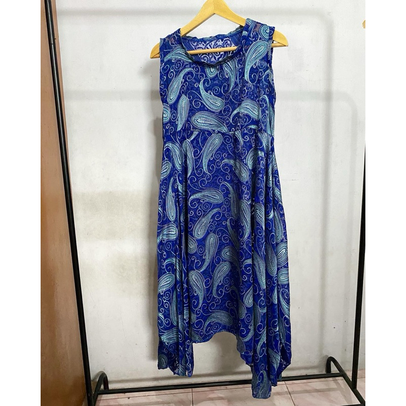 PRELOVED Midi Dress Pesta Biru