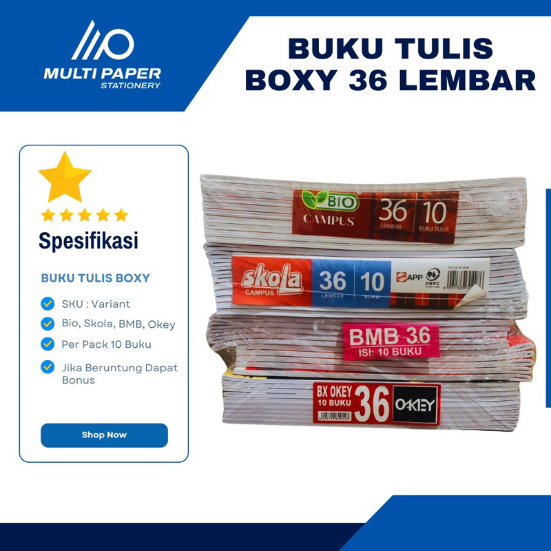 

Buku Tulis Boxy 36 Seukuran Bigboss 36 Isi 10 Buku Berbagai Merk