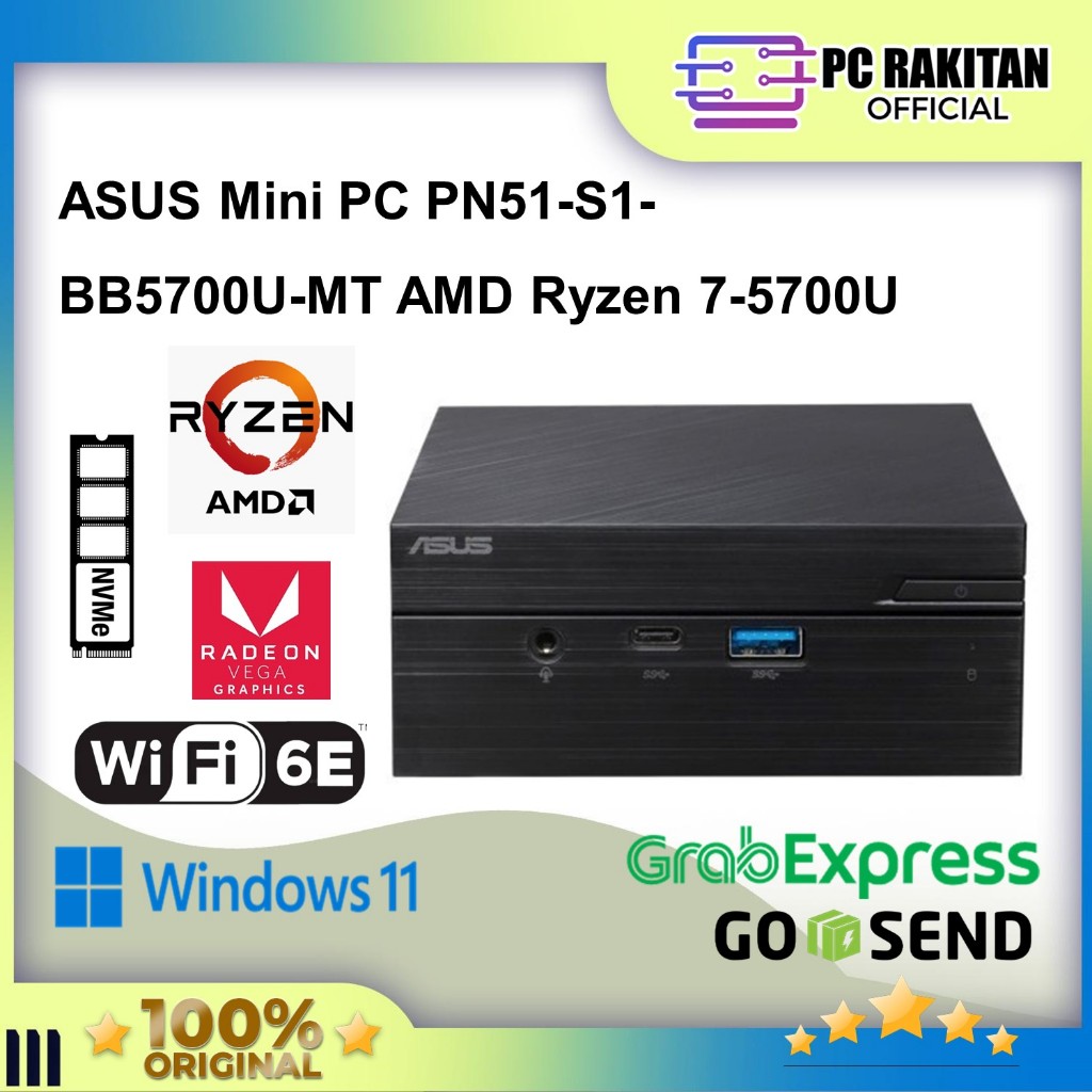 ASUS Mini PC PN51-S1-BB5700U-MT AMD Ryzen 7-5700U