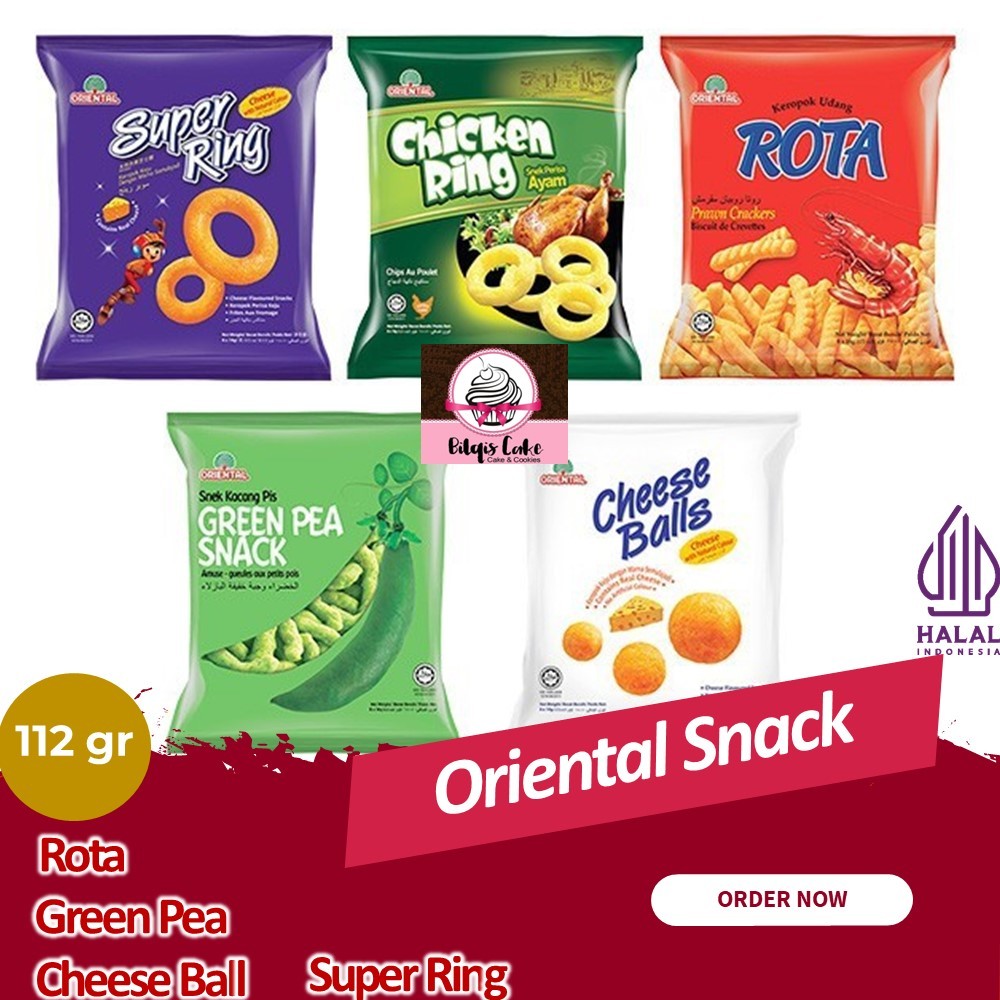 

Oriental Snack Food Cheese Ball Super Ring Rota Green Pea Family Pack 112 Gram