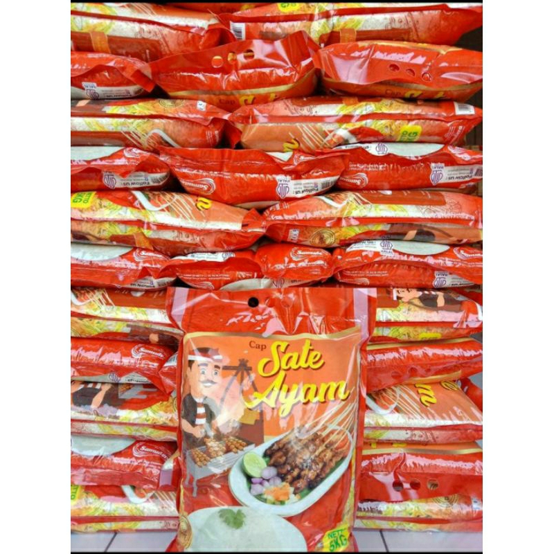 

Beras 5 kg Cap Sate Ayam, Cap Putri Kencana, Cap lele bening