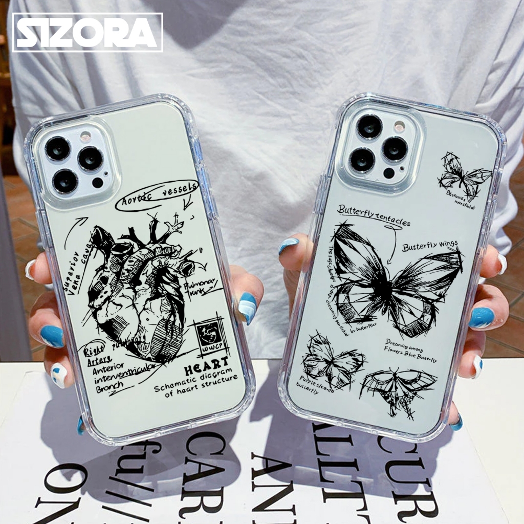 SIZORA OFFICIAL - KVN - CASE Sketch Heart Butterfly UNTUK TECNO SPARK GO 2023 TECNO POVA 4 TECNO POV