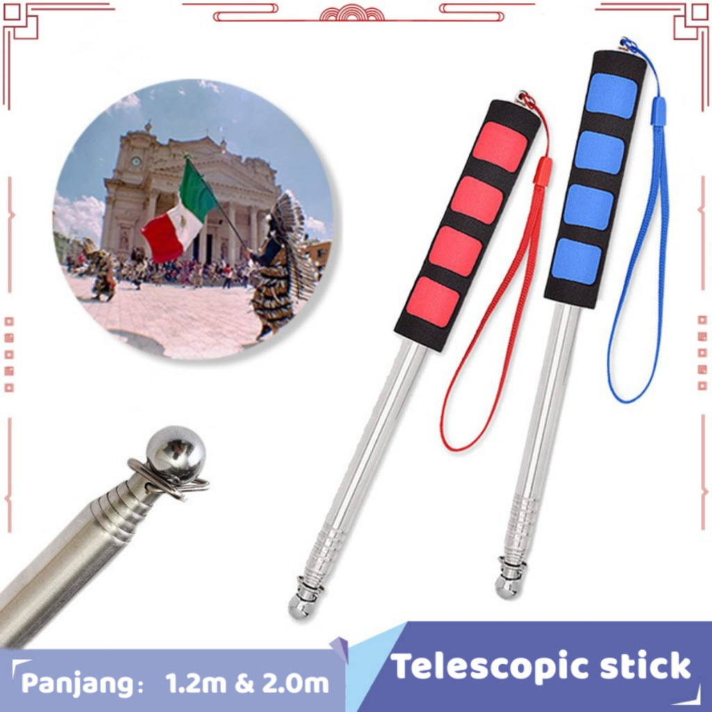 Tongkat tiang bendera 1.2M 2M Tour leader travel flag pole Telescopic pointer stick Teleskopik penun