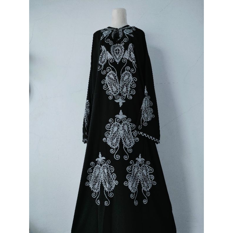 ABAYA BLUS ARAP SIZE L DEWASA MUKENA ABAYA SHOLAT BAHAN JET BLACK PREMIUM TERBARU TERMURAH FASHION M