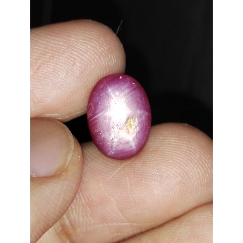 Natural Ruby Star 12.5x9.5x4 mm 5.1 Ct Serat Fatwa Kristal Tajam Oval Cabochon Code 992