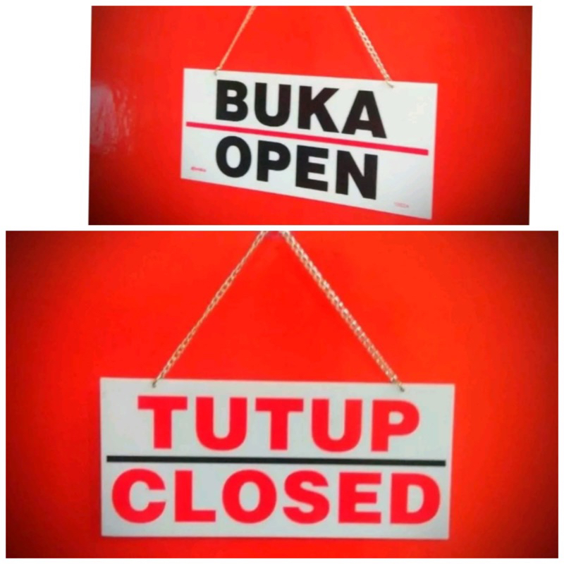 Tulisan buka open dan close tutup Acrylic Tulisan Buka tutup bahan akrilik