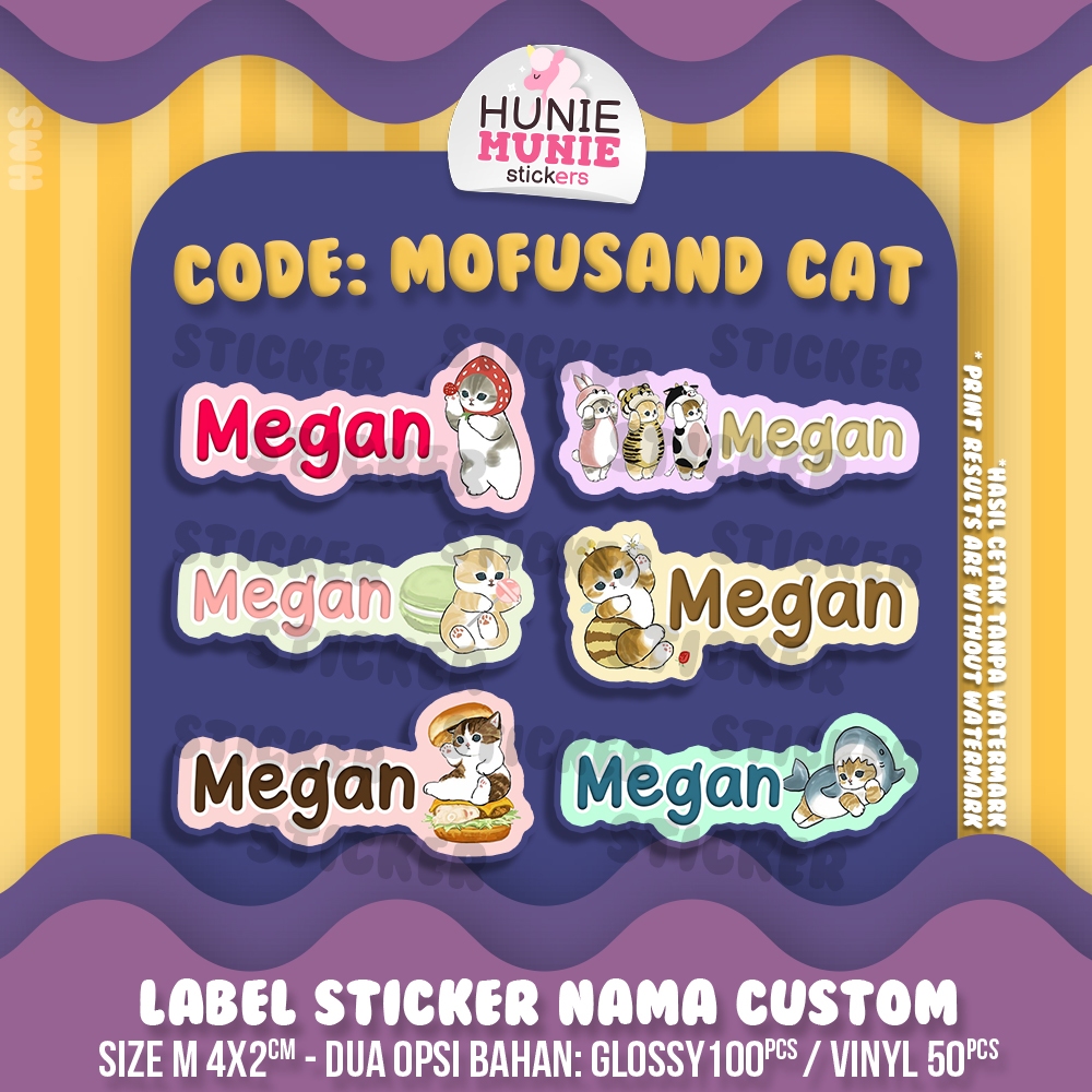 

Sticker Label Nama Custom - Mofusand Mofu Sand Mofusan Cat Kucing (100pcs+) Stiker Name