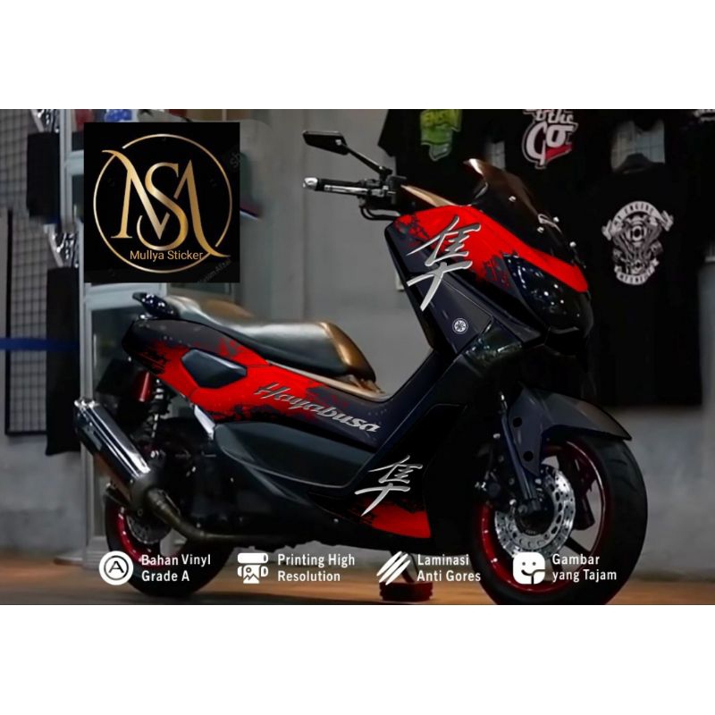 stiker decal nmax old 2019 full body motif Hayabusa merah hitam