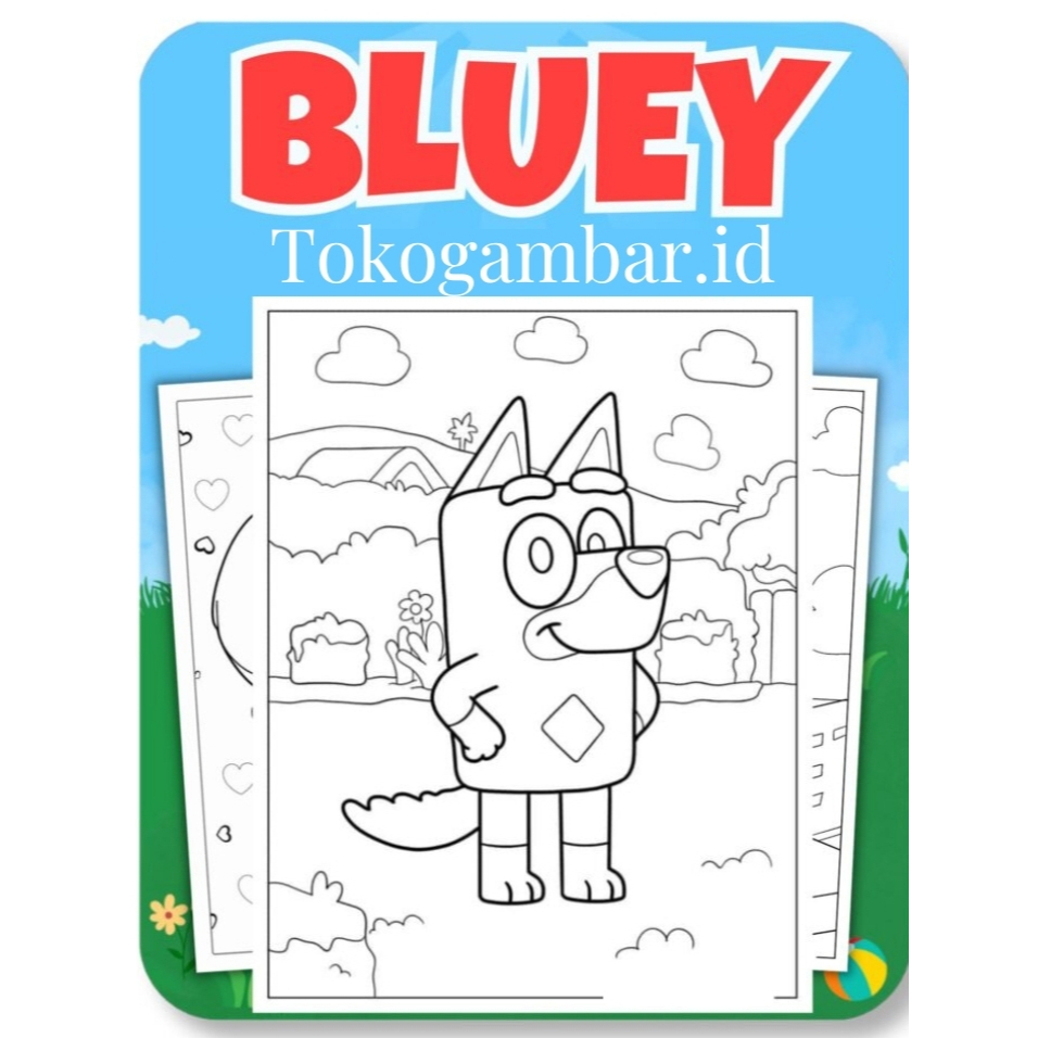

ID012 Bluey Coloring Pages - Buku Mewarnai Anak TK SD
