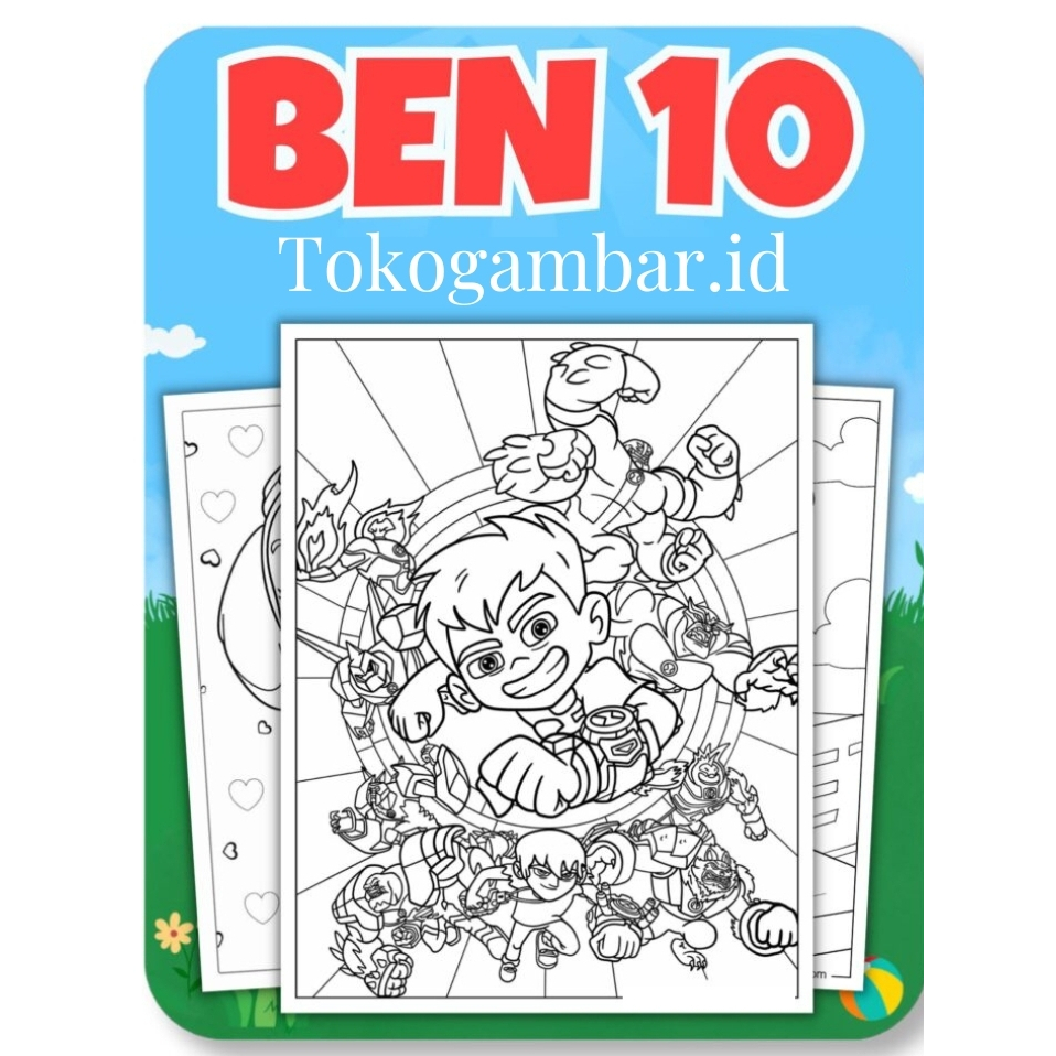 

ID002 Ben 10 Coloring Pages - Balaman Mewarnai Anak TK SD