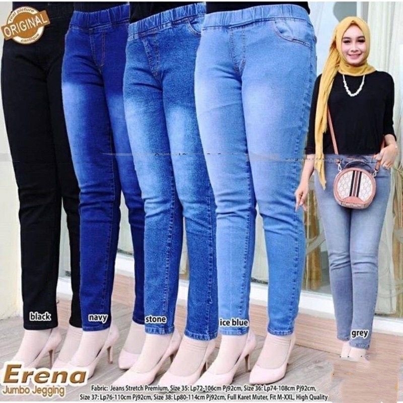 Celana Jeans wanita pinggang full karet slimfit skinny jeans strecht melar pinggang karet wanita