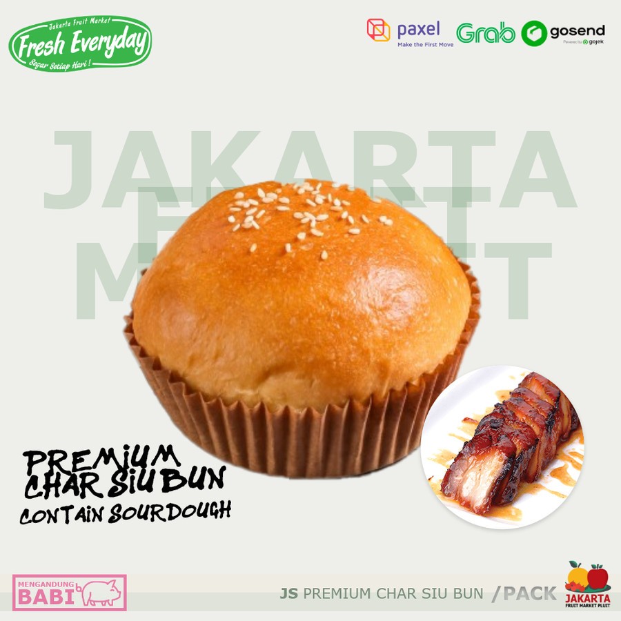 

JS PREMIUM CHAR SIU BUN Kue Cemilan Roti Makanan Fresh Pork Mengandung Babi