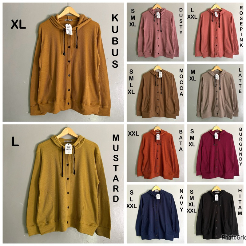 ECLO jaket hoodie bahan wafel