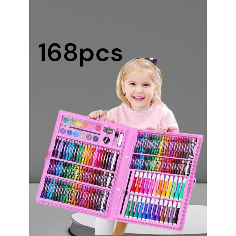 

Crayon art set 168 pcs mewarnai Komplit Koper box besar