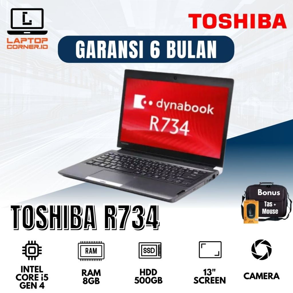 Laptop Toshiba Dynabook R734 Core i5 Gen 4 RAM 8GB HDD 500GB Termurah Bergaransi