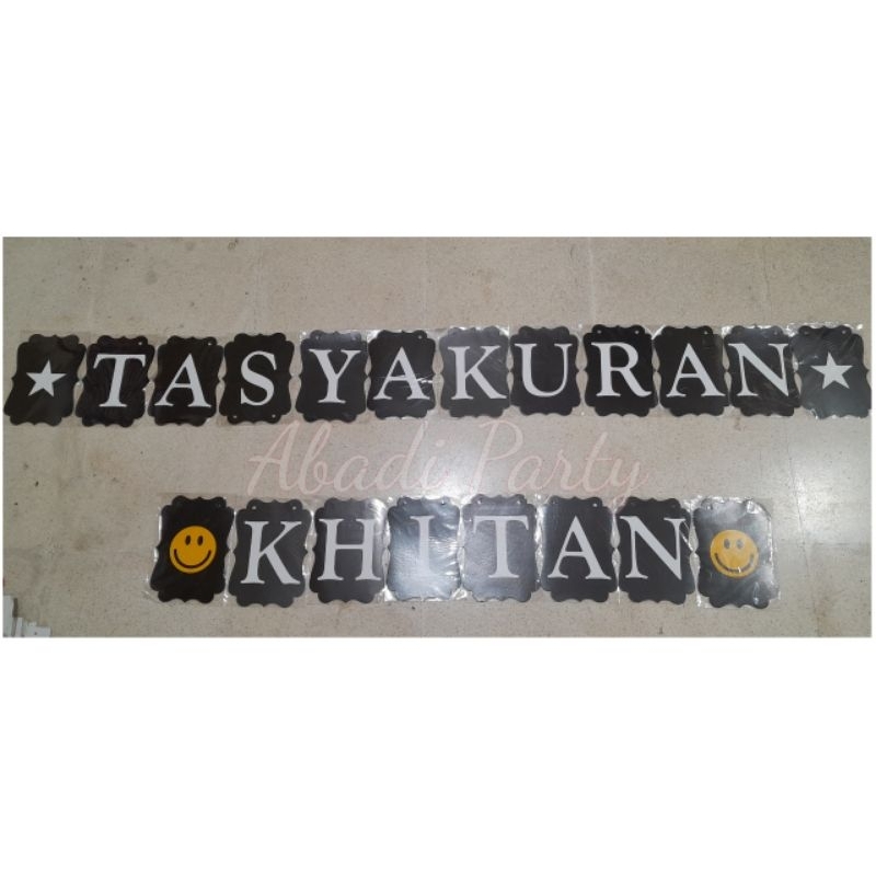 Rangkaian Hitam Tasyakuran Khitan / Banner Kertas Khitan / Dekor Khitan