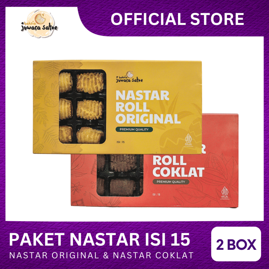 

[ 2 BOX ] PAKET NASTAR ROLL ISI 15 (COKLAT,ORI) - BAKPIA JUWARA SATOE