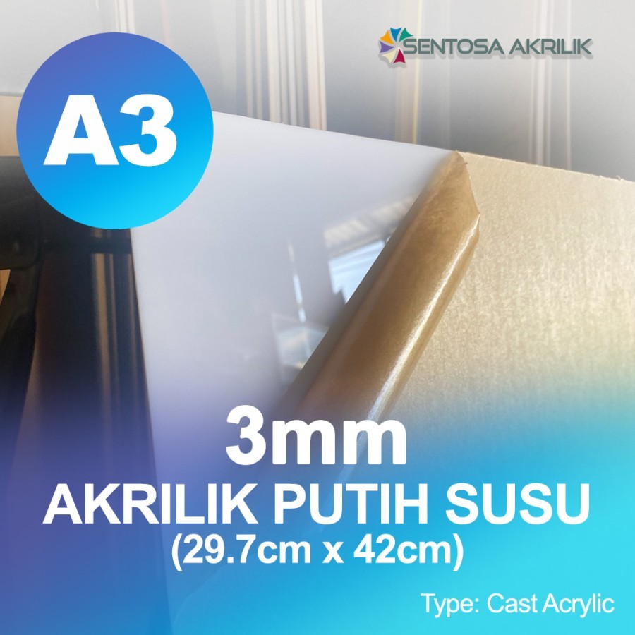

Akrilik Lembaran A3 Putih Susu 3mm Potongan 29.7 x 42 cm