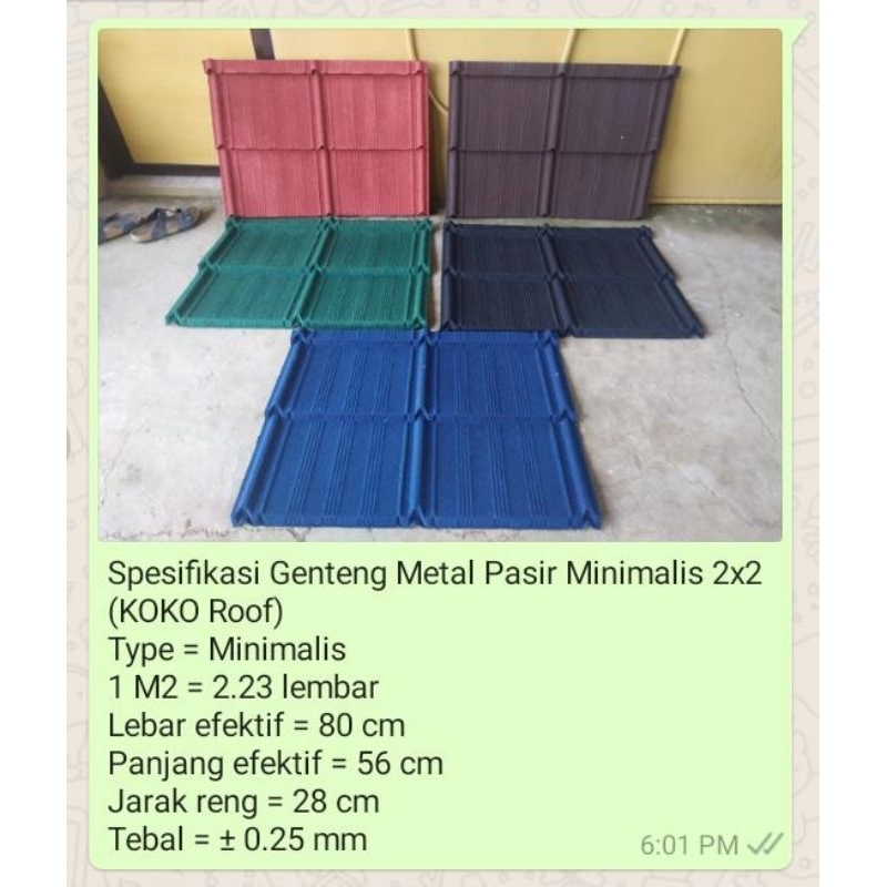 genteng metal genteng pasir warna merah harga perlembar (kirimfaktur)