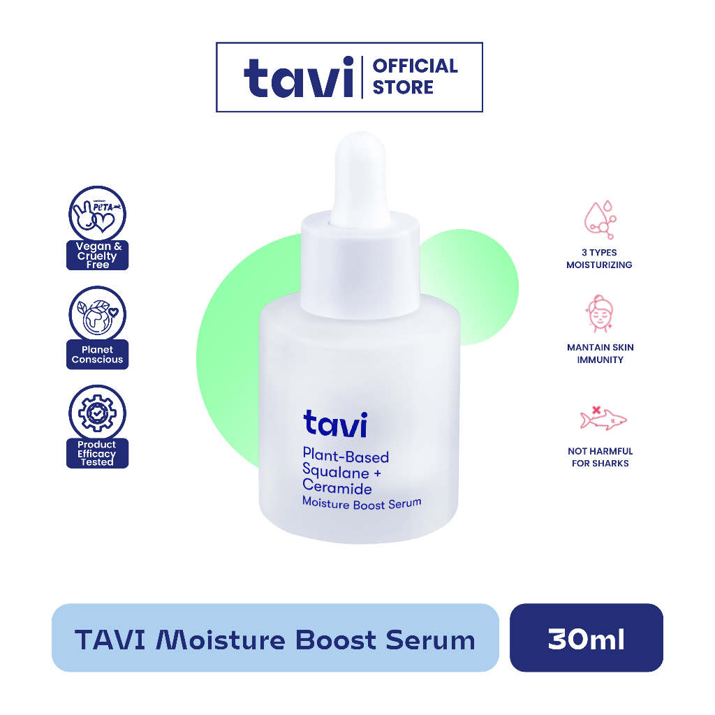 Tavi Plant-Based Squalane + Ceramide Moisture Boost Serum 30 ml - Melembabkan Kulit Kering Sepanjang