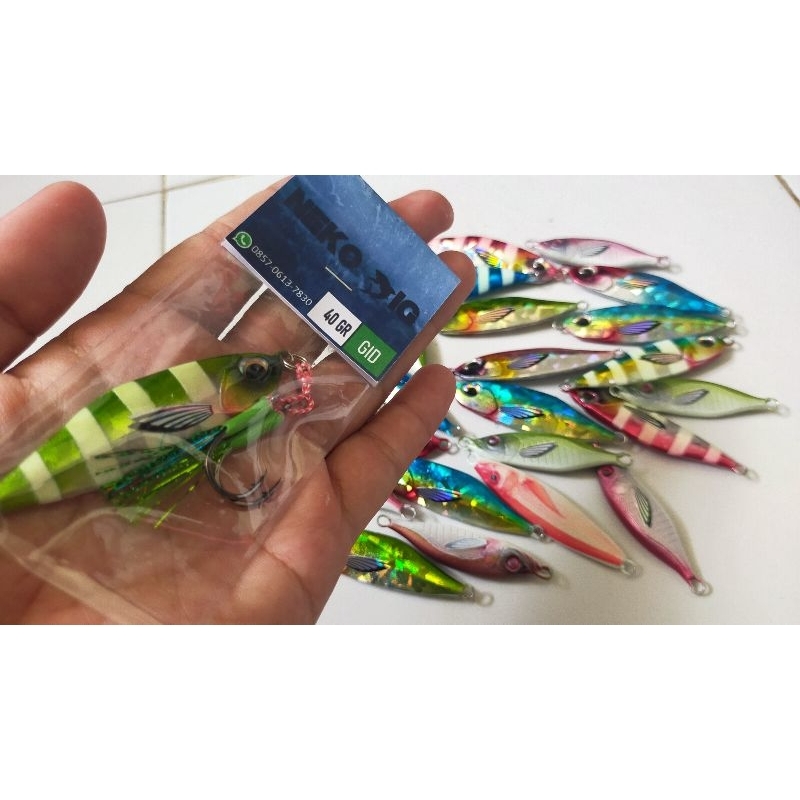 metal jig micro jig 40 gram copy tetra gid lengkap assist hook