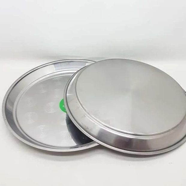 Nampan Bundar Saji Baki Round Tray Bulat Stainless Komodo 40 cm