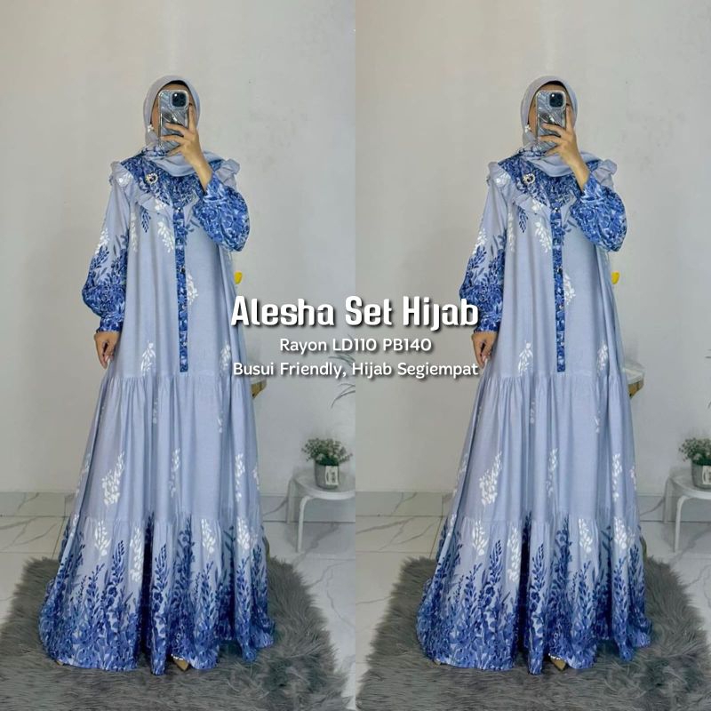 ALESHA SET HIJAB (LABEL SAVNA) | GAMIS SET HIJAB MOTIF BATIK MODERN KEKINIAN