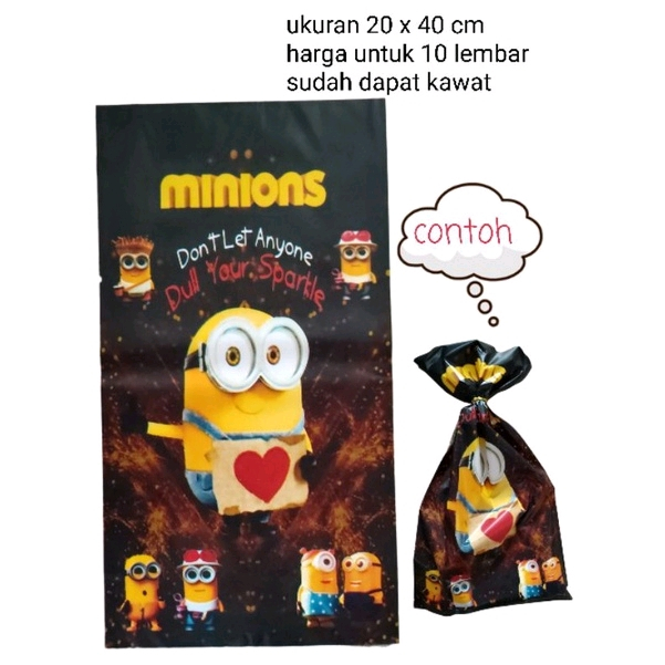 

plastik snack plastik souvenir ulang tahun isi 10 lembar karakter minion minions