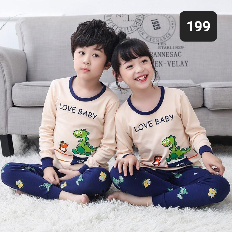 Setelan Anak Kecil Bahan Kaos Lengan Panjang / Baju Tidur Anak Cewek / Baju Anak Cowok 199