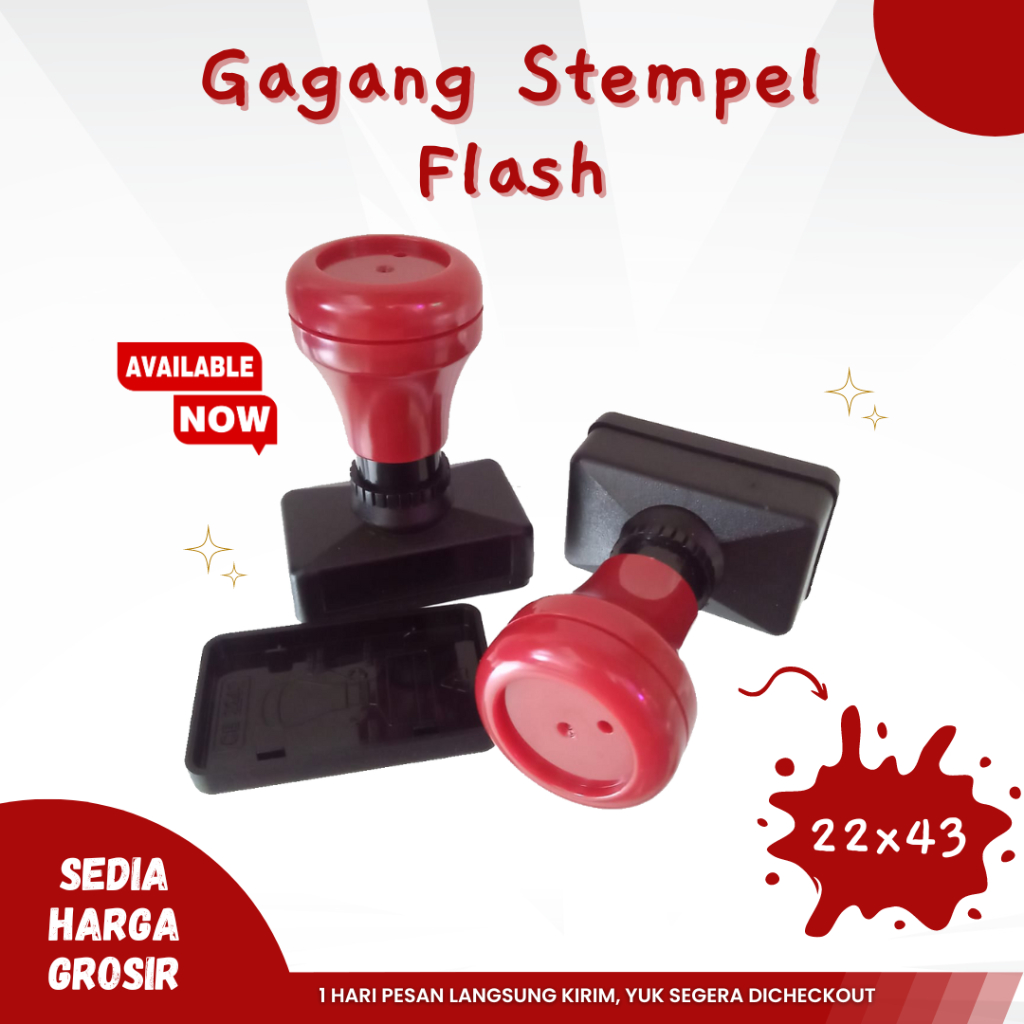 

2243 - Gagang Stempel Flash Kilat Warna Persegi Panjang Ukuran 22X43 MM