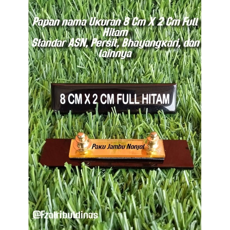 

PAPAN NAMA / Nametag Uk. 8 Cm x 2 Cm Full Hitam Standar ASN, BHAYANGKARI, PERSIT, PIA, KARYAWAN, BIDAN DAN LAINNYA bisa TAMBAH LOGO DAN KETERANGAN BAWAH