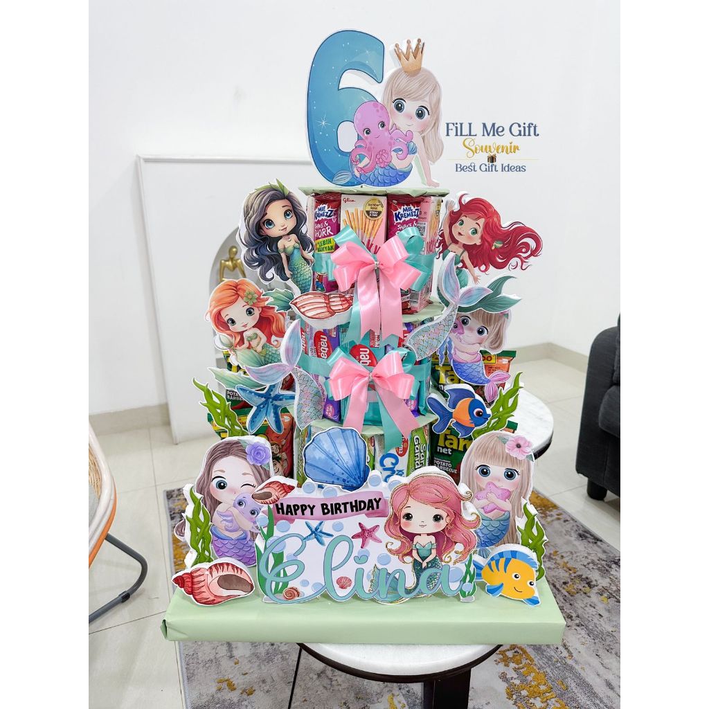 

JT - Mermaid Snack Tart Tower Cake Birthday / Kue Cemilan Snack Ulang Tahun