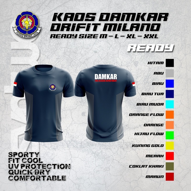 Kaos Damkar Dryfit / Kaos Damkar Bahan Dryfit milano Premium/ Kaos Jersey Damkar