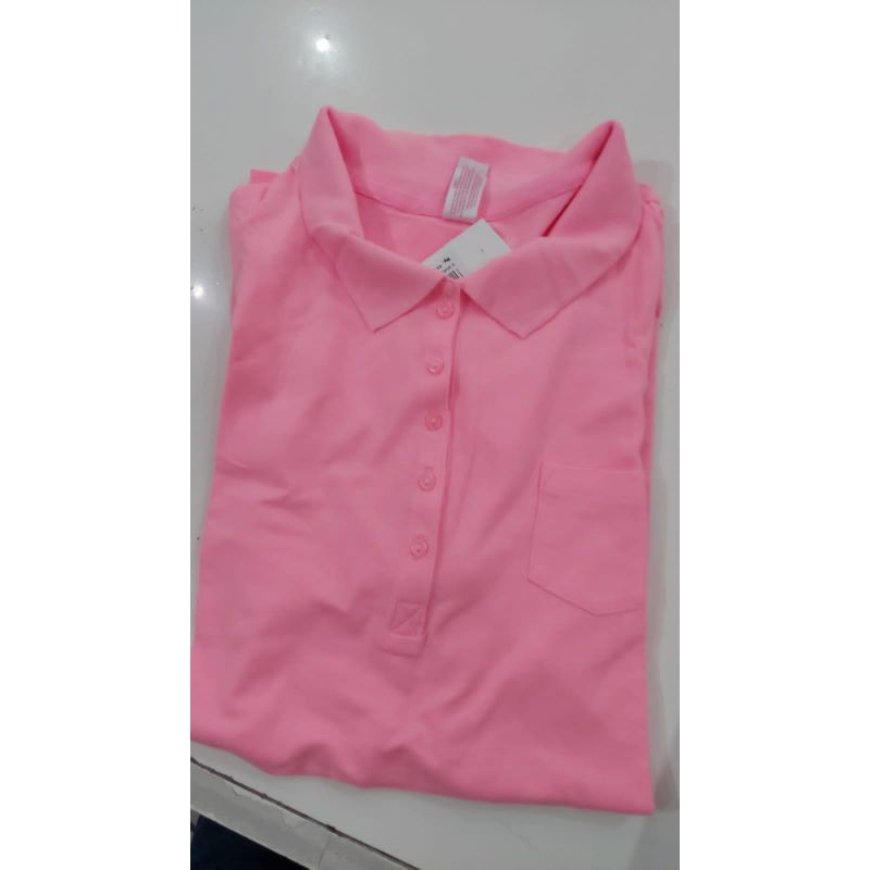 kaos kerah wanita bigsize jumbo pink katun termurah