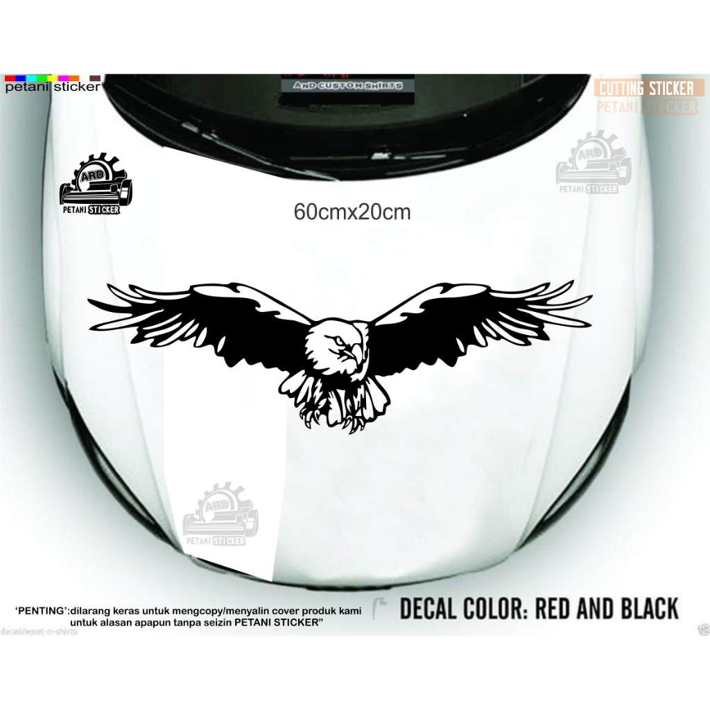 sticker kap depan mobil kaca belakang universal motif burung elang cutting stiker