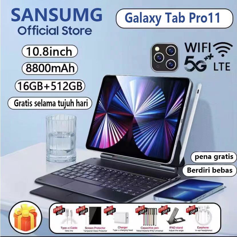 SAMSUNG Tab Baru Galaxy Pro11 Tablet PC for pria anak Murah 10.1inci RAM 12GB+512GB 128GB 256GB ROM terbaru 2023 smart tablet Asli original baru android12.0 cuci gudang 4G/5G Bisa COD