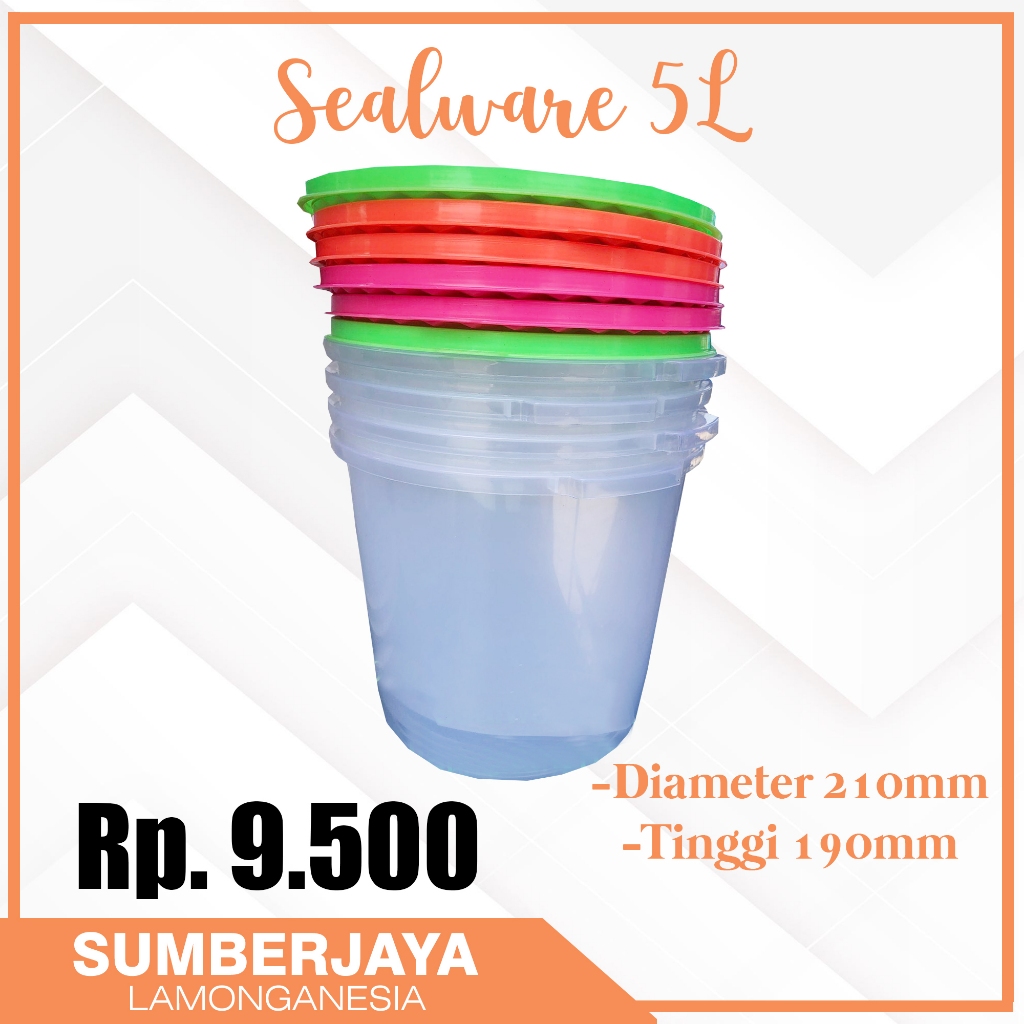 Sealware Toples Plastik Warna Ukuran 5 Liter per Lusin / Isi 12 pcs Serba Guna Diameter 17 cm Harga 