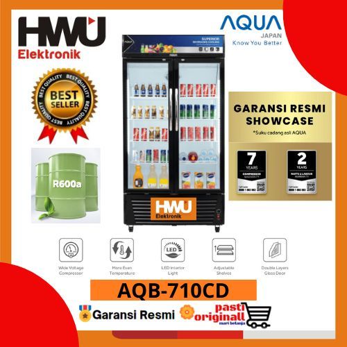 AQUA AQB710CD SHOWCASE 2 PINTU 464 Liter / DISPLAY COOLER 4 Rak AQB-710CD
