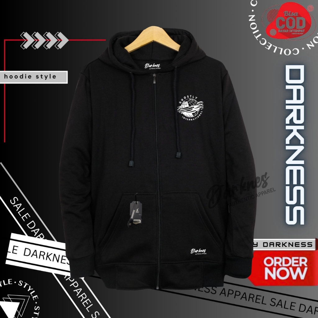 hodie pria distro original asli bandung sweater jumbo xxl cowok polos lokal brand darkness warna nev