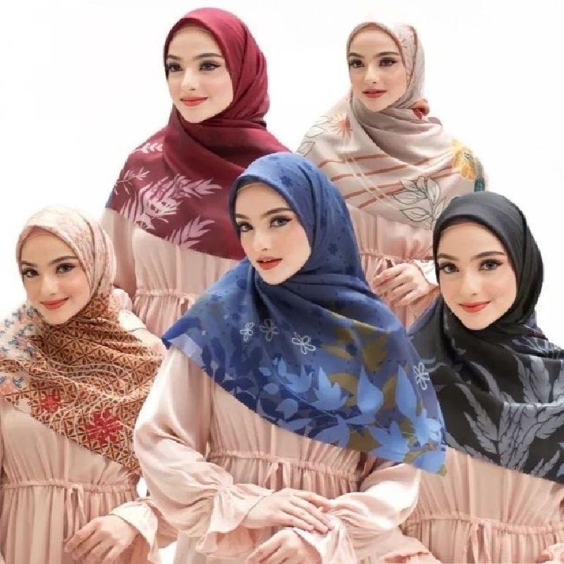 BALIKPAPAN/PS/JW05-(NUR SINAR) MOTIF GELAP MIX/Jilbab Segi Empat Motif Seri Warna By Azahra