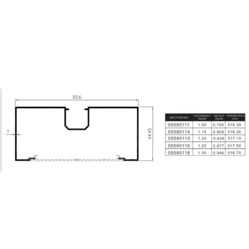 Aluminium Infinito Serat Kayu Kusen 4" 0559 Kusen M Polos Aluminium Batangan