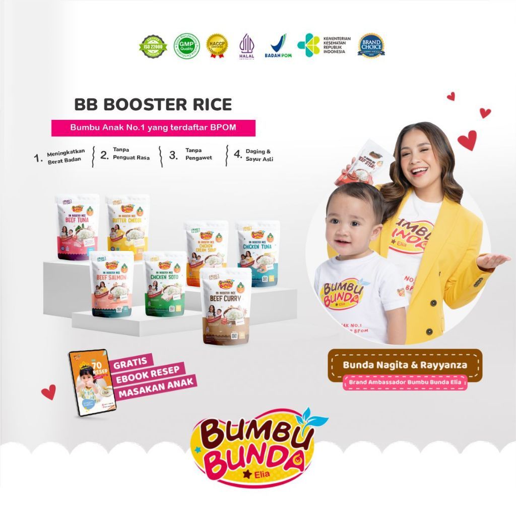 

Bumbu Bunda Elia BB Booster Rice Beras BB Booster MPASI Beras Beras Mpasi BB Booster 6 Bulan Beef Chicken Tuna Cheese - 200 gram