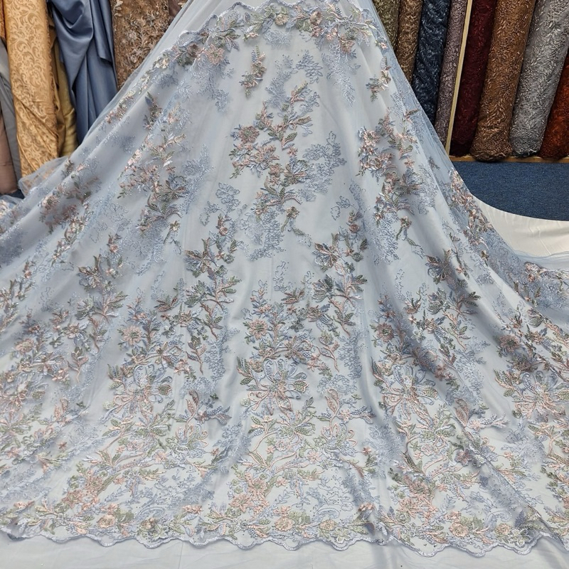 (COD) kain kebaya tulle payet stune mewah/bakal brokat tulle payet/kain gaun pesta