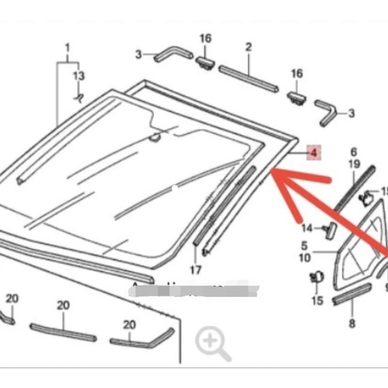 Karet lis Kaca Depan Honda Jazz S RS GE8 2009-2914 ORIGINAL HONDA