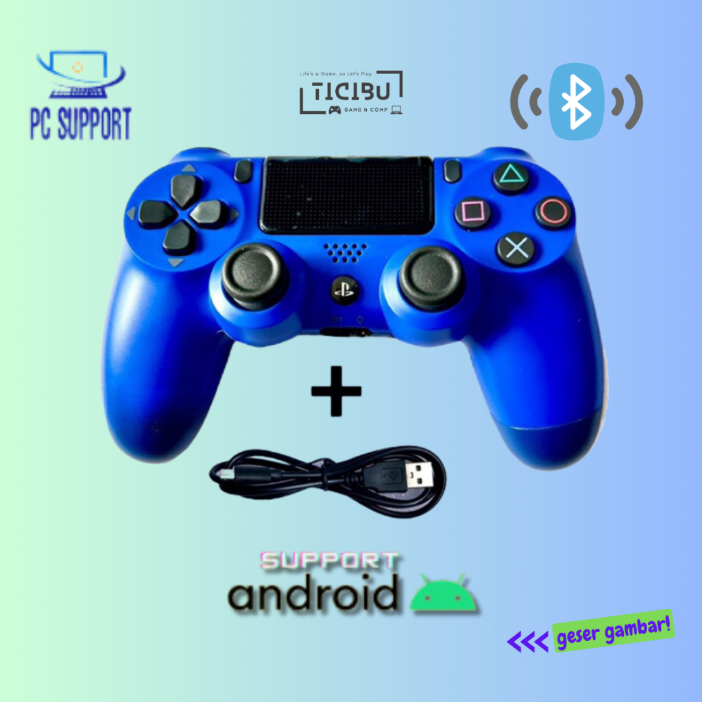Stik PS4 untuk PC | HP | PS + Kabel ( Support PS4 | PC | HP | IOS | Android | Laptop )