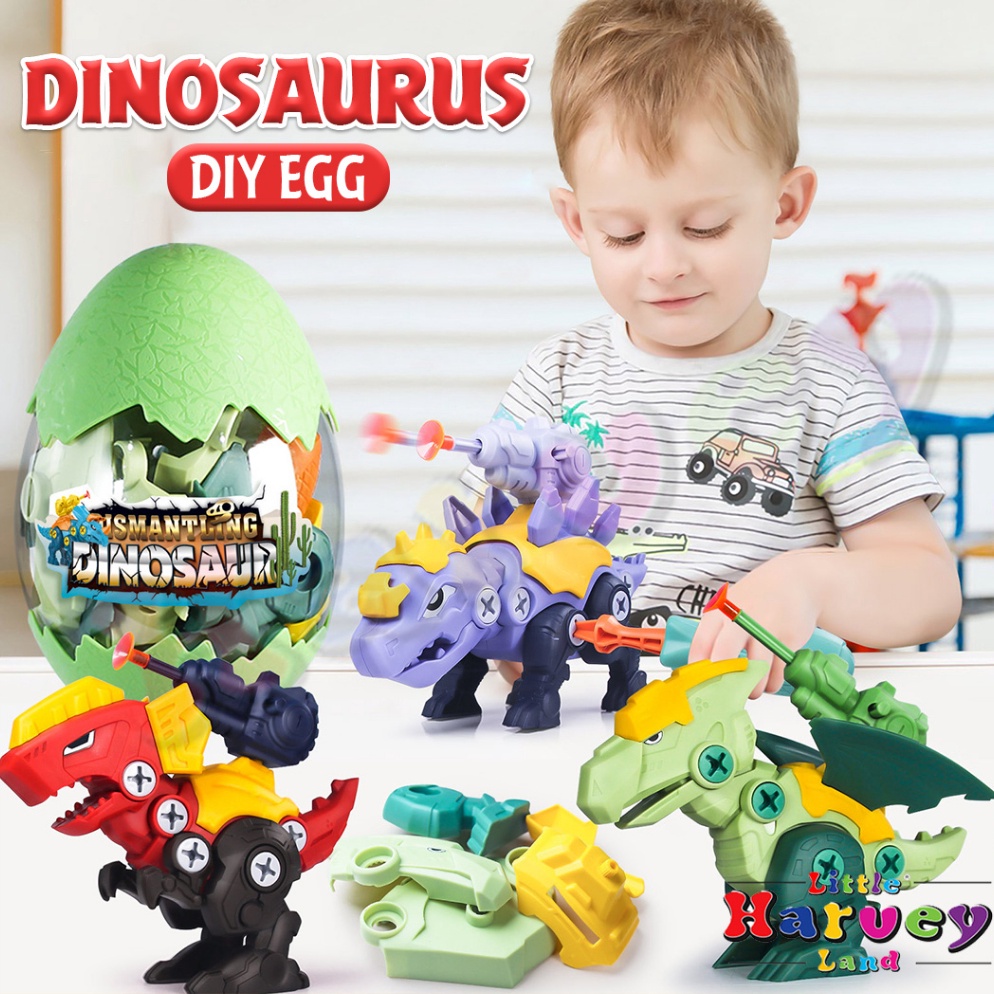 STOK TERBARU Mainan Edukasi Telur Dino Merangkai DIY Dinosaurus  Peluncur Besar Mainan Viral Merakit