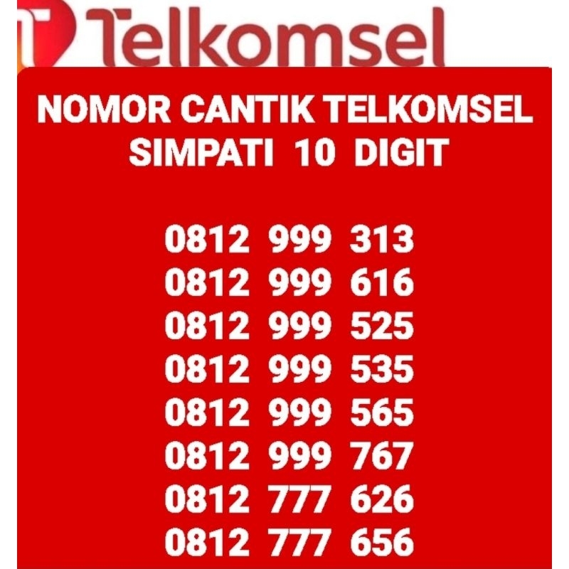 SIMPATI 10 DIGIT PRABAYAR 0812 999 525,535,565,313,616, 767