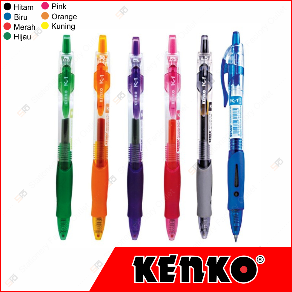 

12 Pcs Pen Gel Kenko K-1 Retractable 0.5 mm - K1 Clicker - SFO Semarang Official