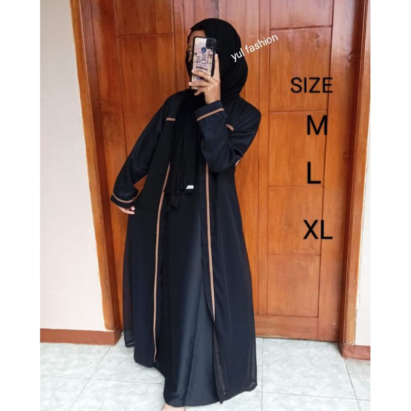 Abaya Hitam Polos Setrip Coco Gamis Remaja Simple